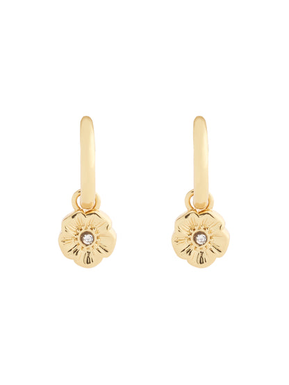 37546481GLD-Textured Tearose Huggie Earrings-Shiny Gold