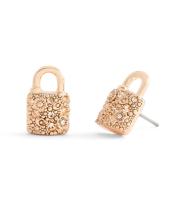 Signature C Pavé Padlock Stud Boxed Earrings