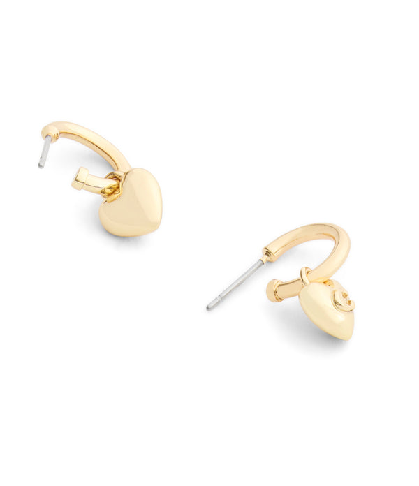 Signature C Heart Charm Huggie Earrings