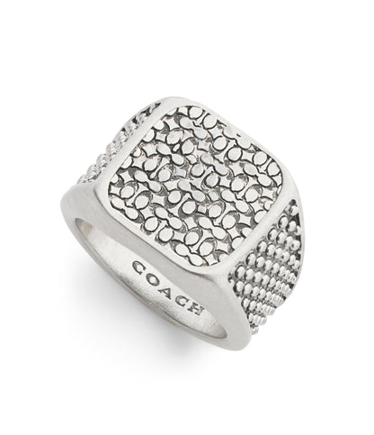 37551528SLV-Men's Signature Quilted Cocktail Ring-Antique Silver