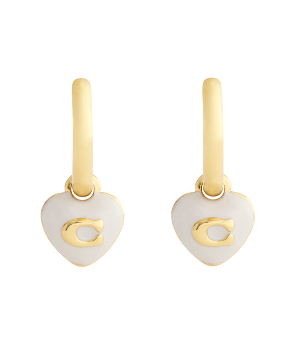 Signature C Heart Charm Huggie Earrings