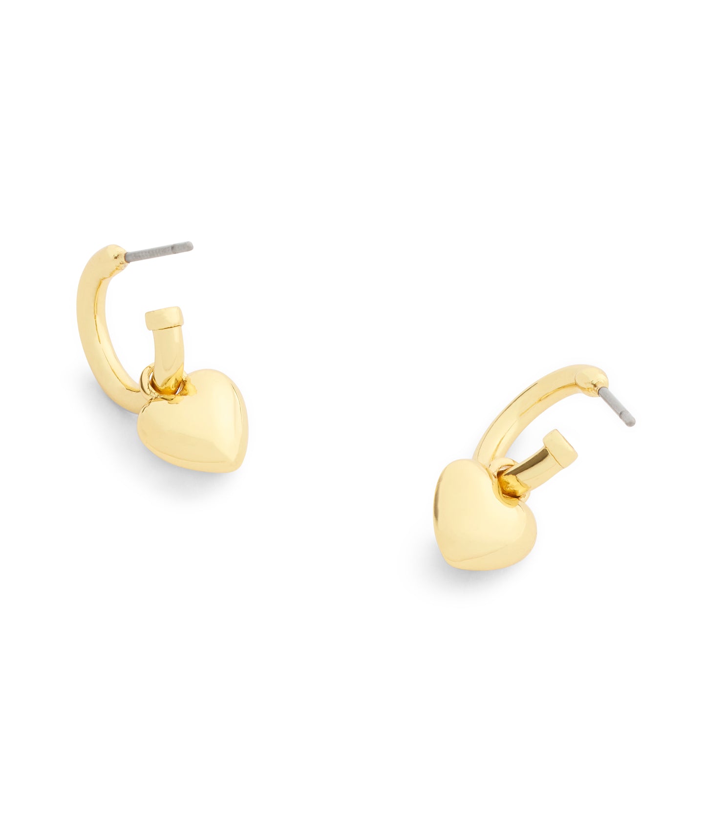 37551688GLD-Signature C Heart Charm Huggie Earrings-White/Gold
