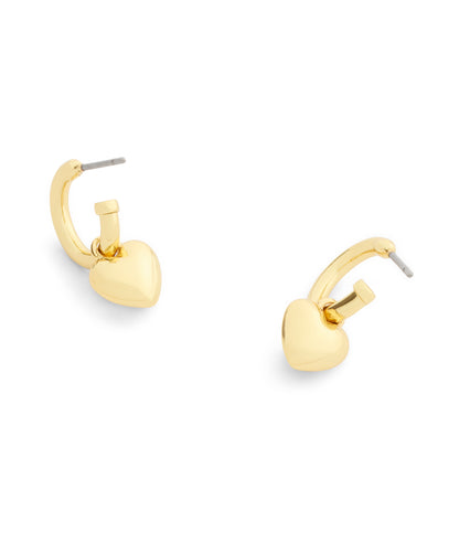 37551688GLD-Signature C Heart Charm Huggie Earrings-White/Gold