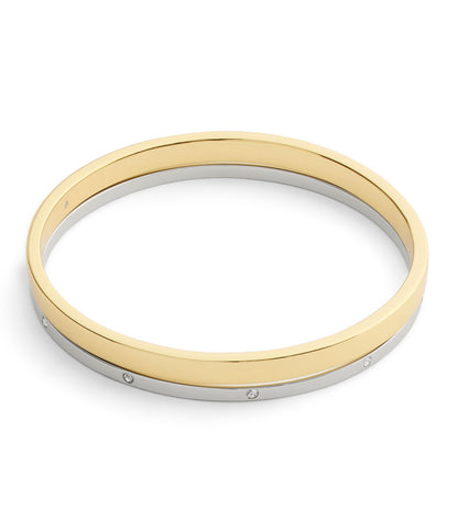 37556717TWO-Signature Duo Bangle Bracelet Boxed Set-Twotone- Rhod/Gld