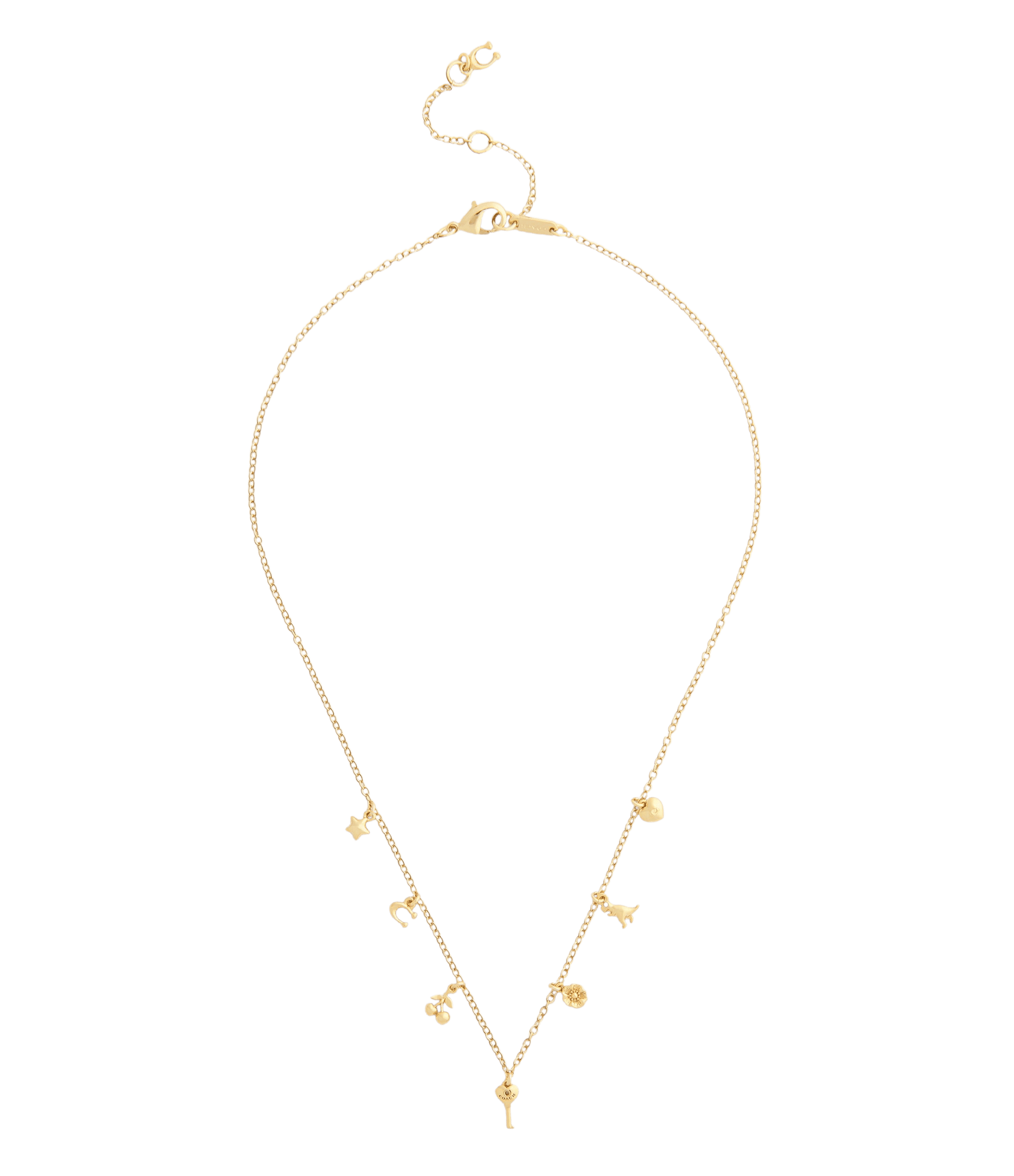 37557549GLD-Charming Charms Signature Mini Bib Necklace-Gold