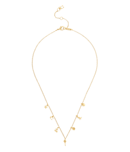 37557549GLD-Charming Charms Signature Mini Bib Necklace-Gold