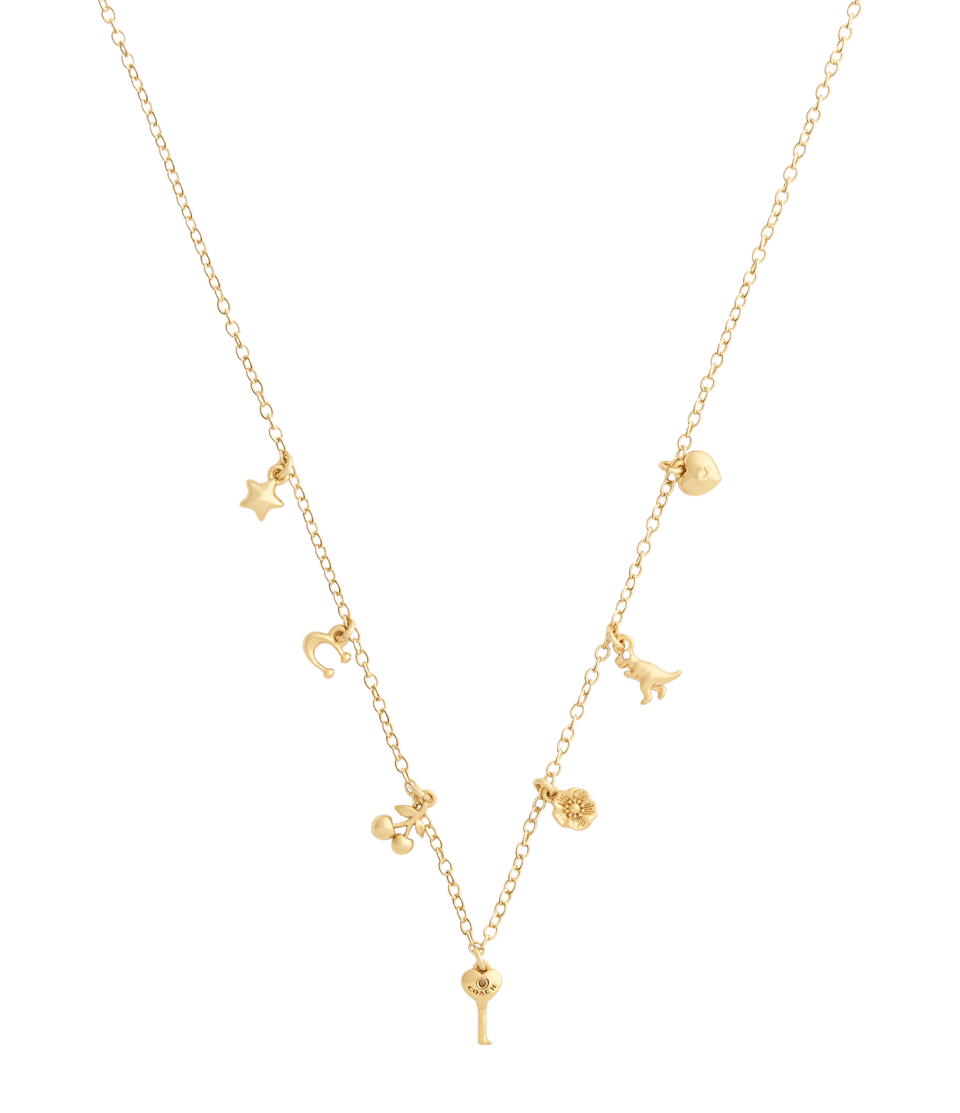 37557549GLD-Charming Charms Signature Mini Bib Necklace-Gold