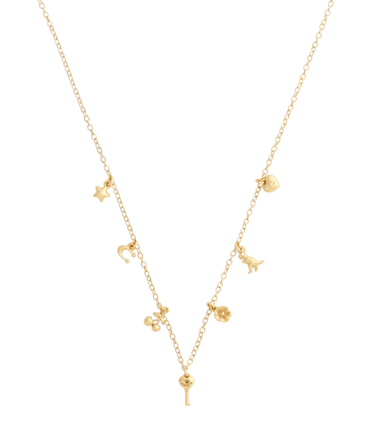 37557549GLD-Charming Charms Signature Mini Bib Necklace-Gold