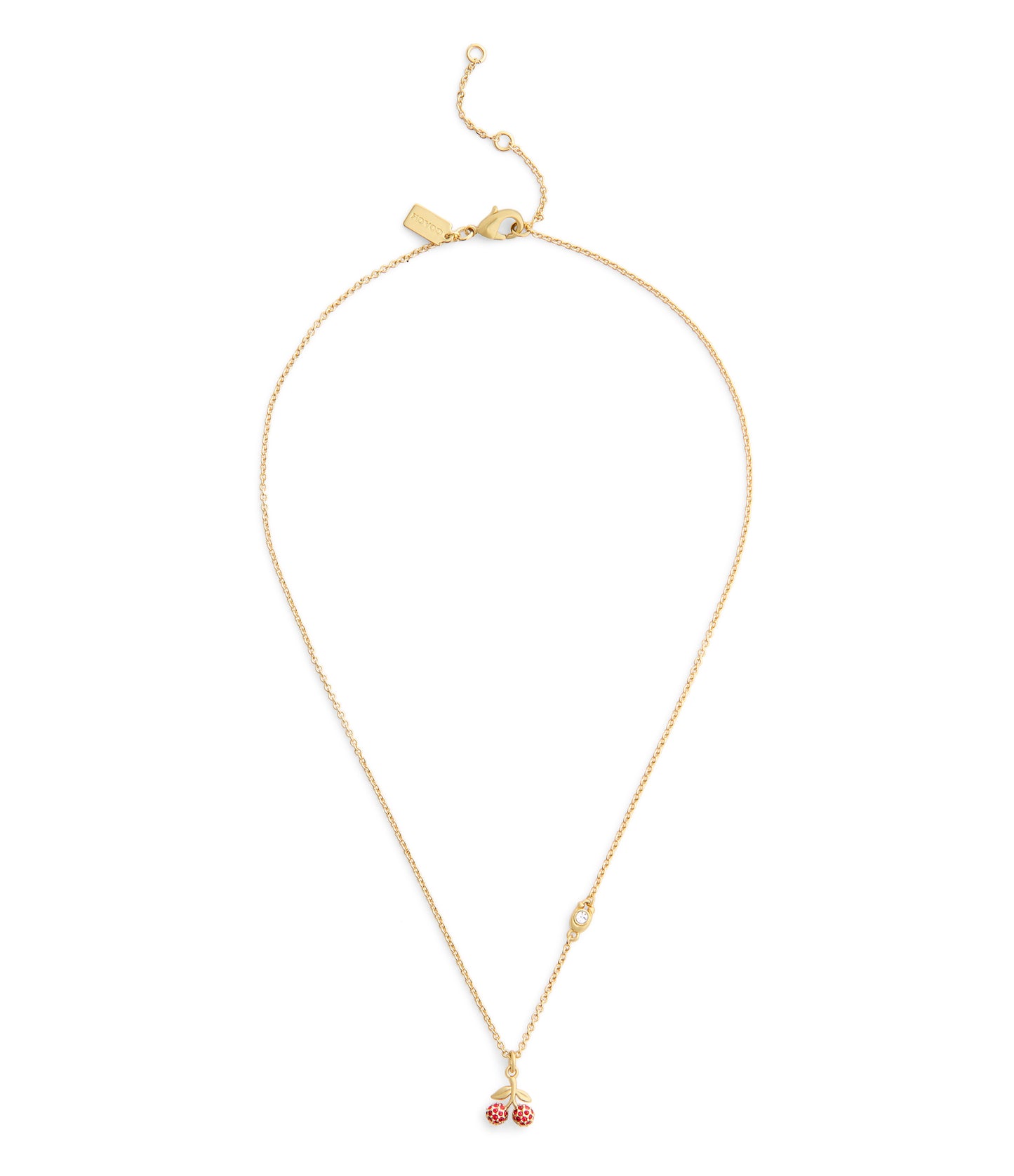 37557552GLD-Pavé Icons Cherry Pendant Necklace-Red