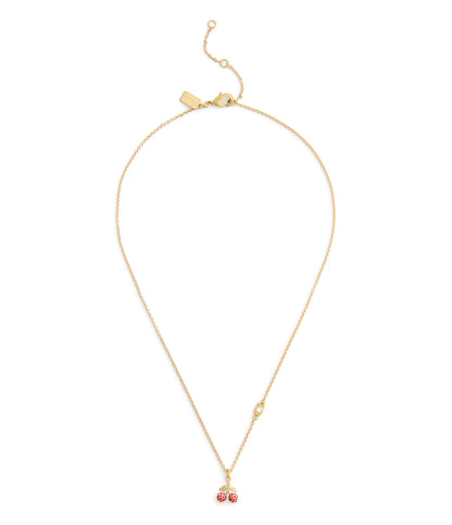 37557552GLD-Pavé Icons Cherry Pendant Necklace-Red