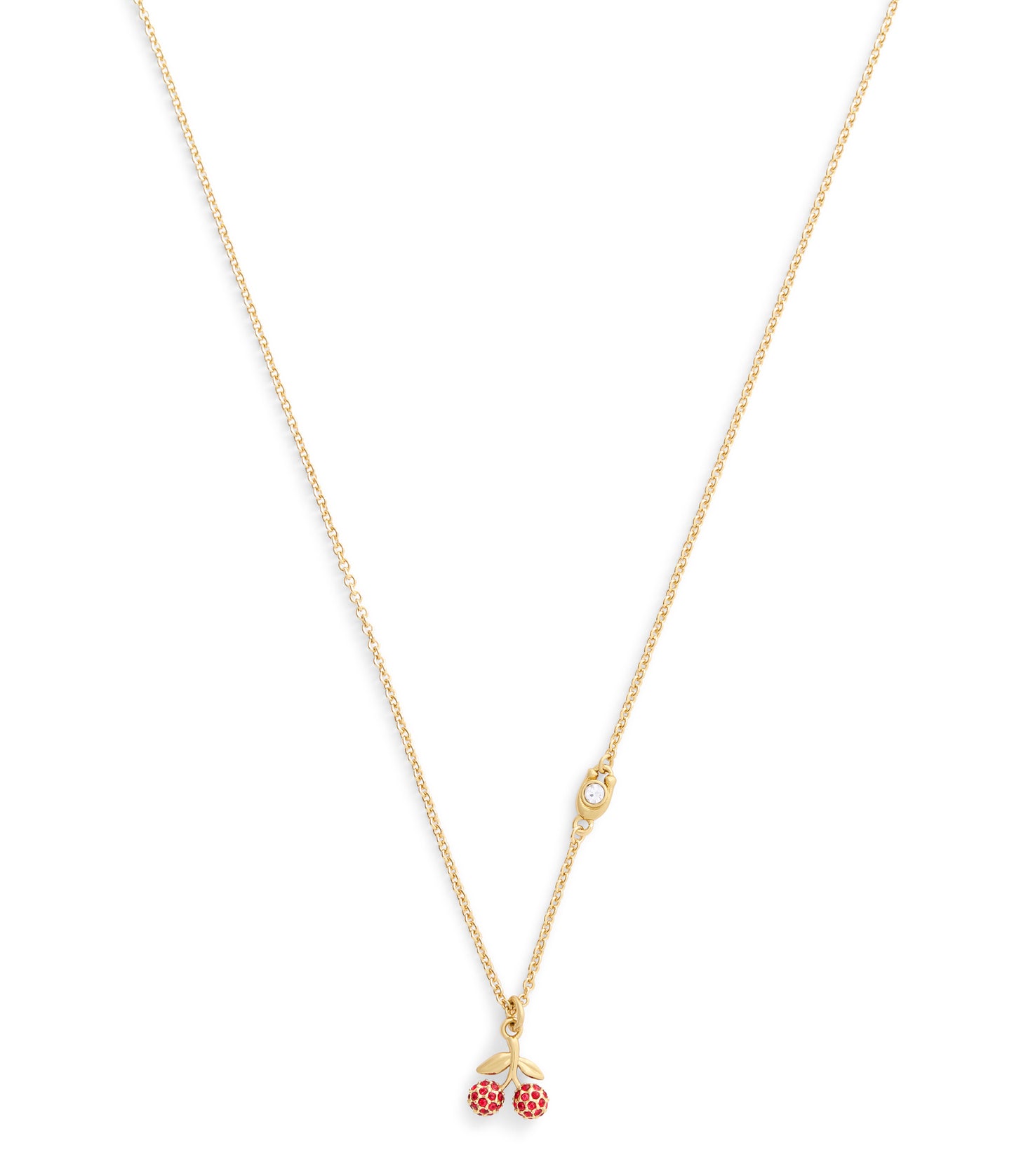 37557552GLD-Pavé Icons Cherry Pendant Necklace-Red