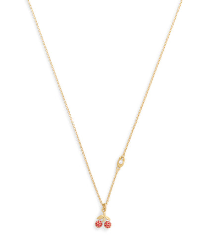 37557552GLD-Pavé Icons Cherry Pendant Necklace-Red