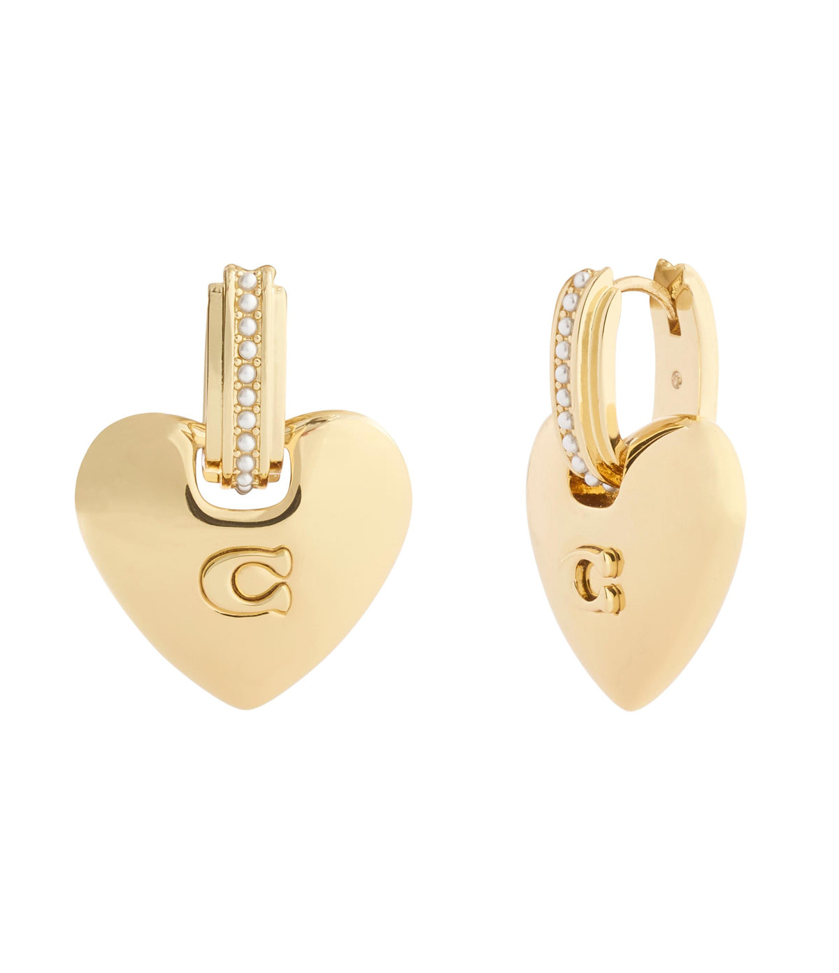 37557565GLD-Signature Puffy Heart Charm Drop Earrings-Gold