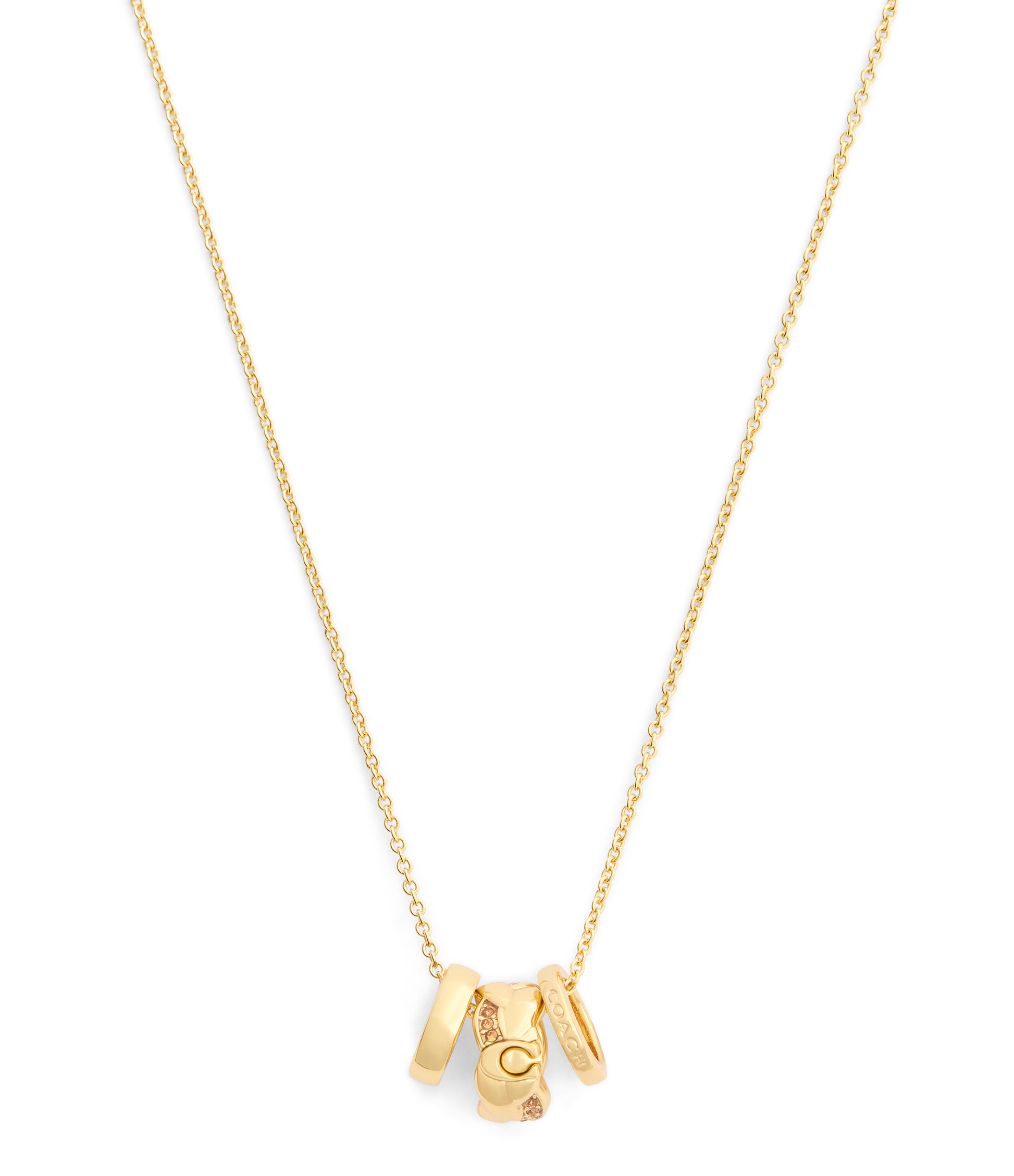 37557603GLD-Signature C Braided Rondelle Pendant Necklace-Gold