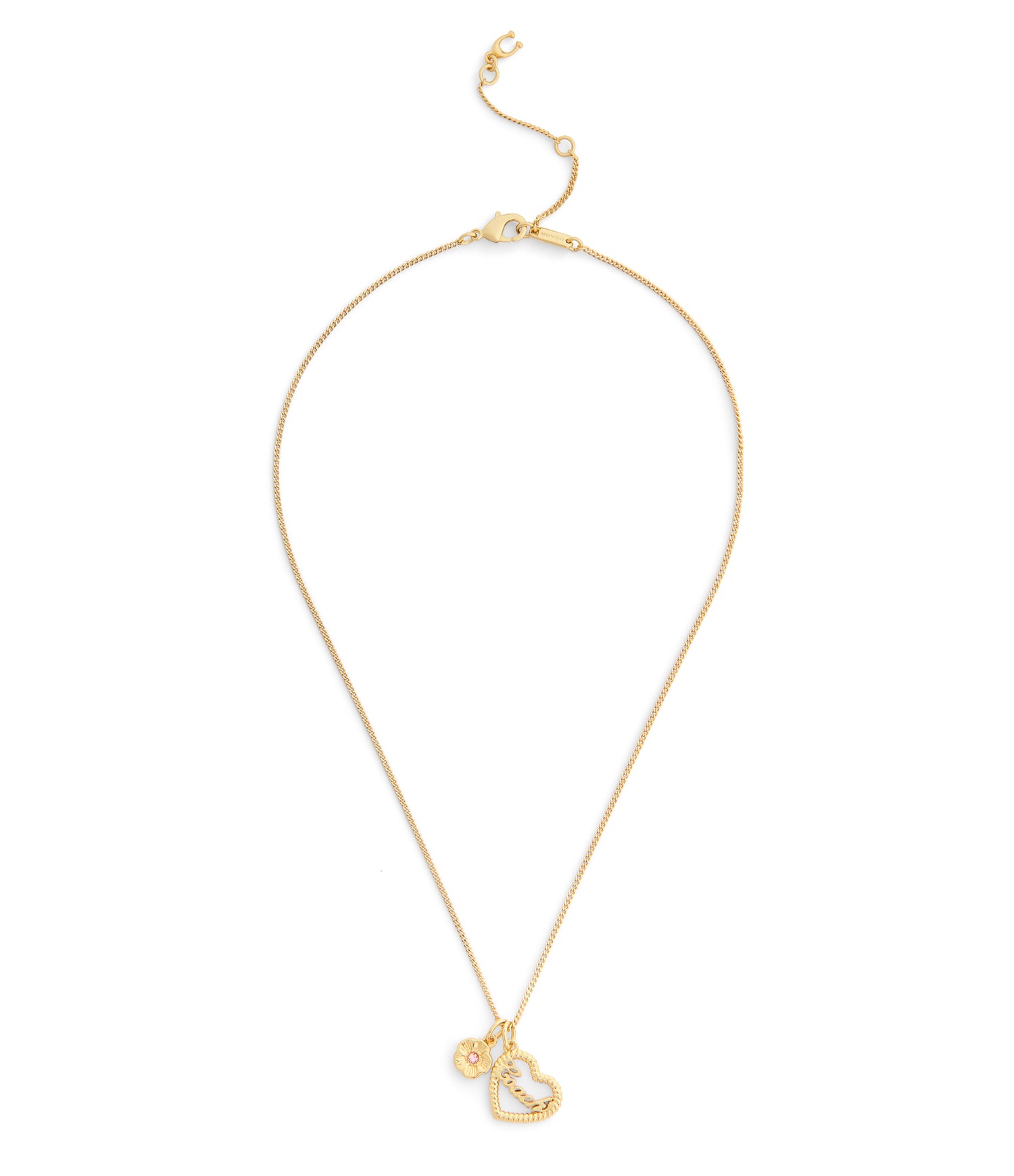 37559712GLD-Charming Charms Signature Heart Pendant Necklace-Gold