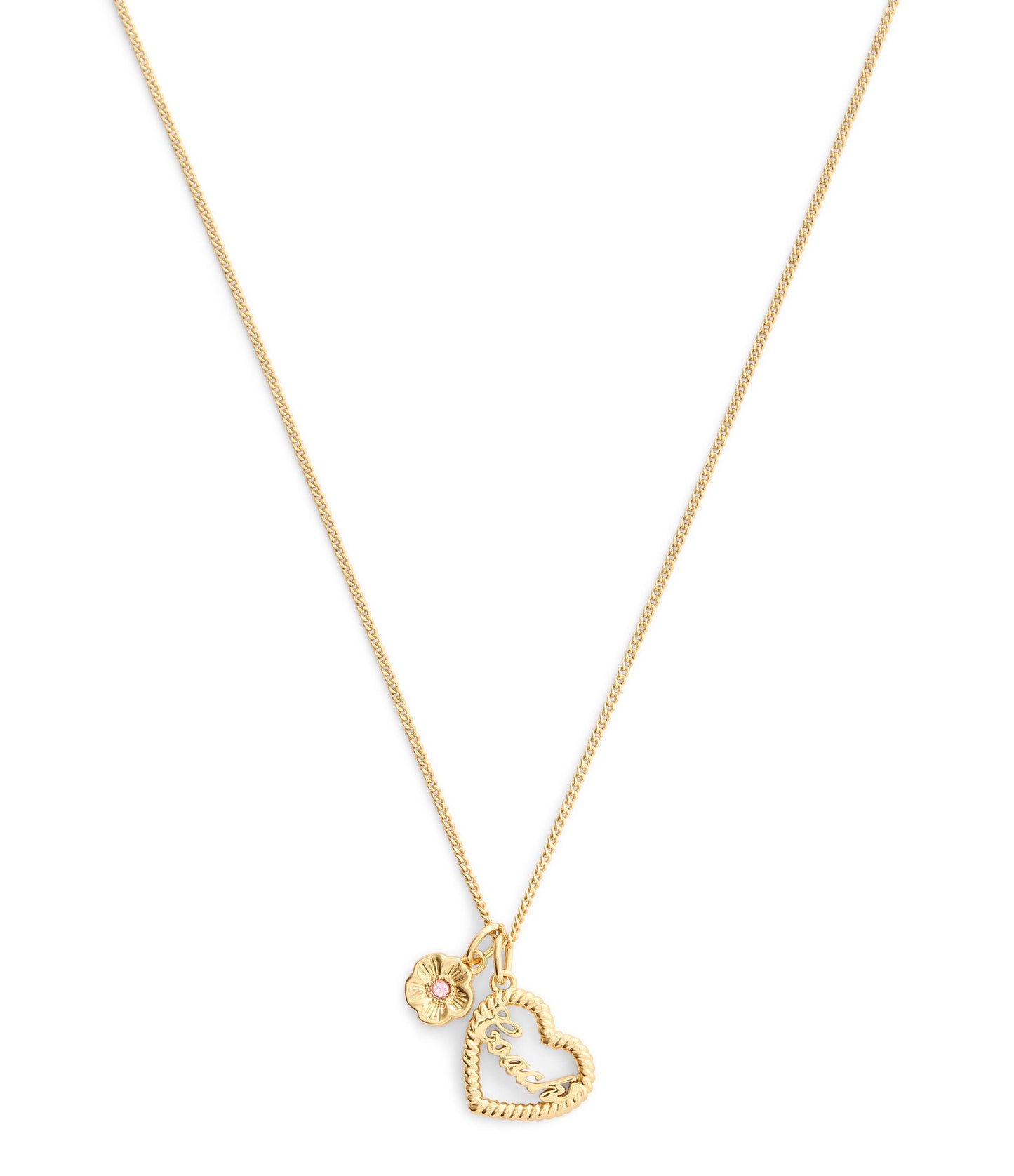 37559712GLD-Charming Charms Signature Heart Pendant Necklace-Gold