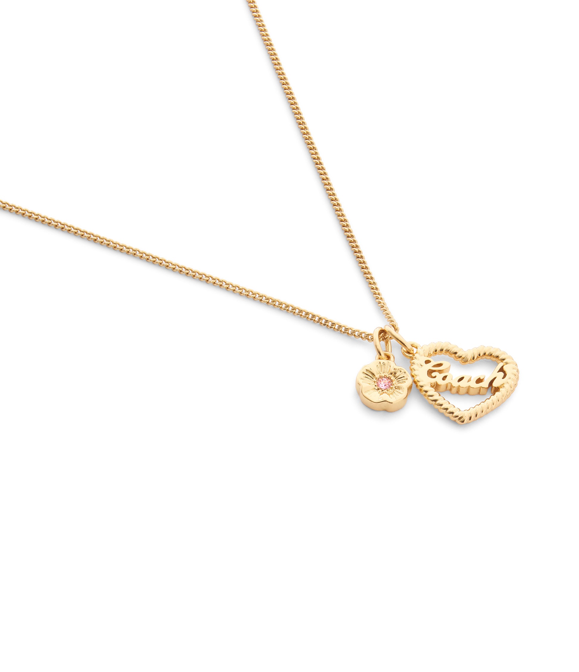 37559712GLD-Charming Charms Signature Heart Pendant Necklace-Gold