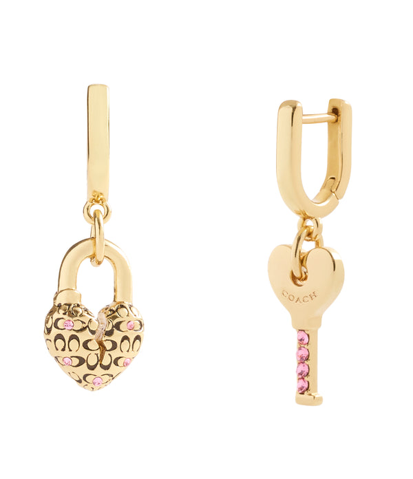 Charming Charms Padlock & Key Huggie Earrings