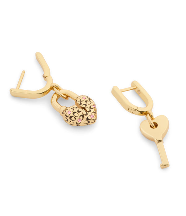 Charming Charms Padlock & Key Huggie Earrings