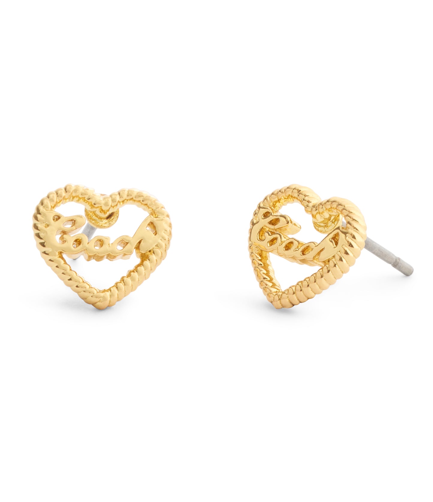 37559723GLD-Charming Charms Signature Heart Stud Earrings-Gold
