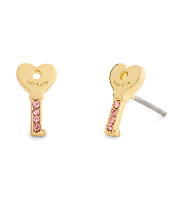 Charming Charms Signature Heart Key Stud Earrings