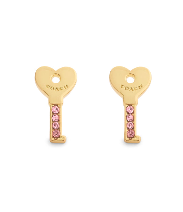Charming Charms Signature Heart Key Stud Earrings