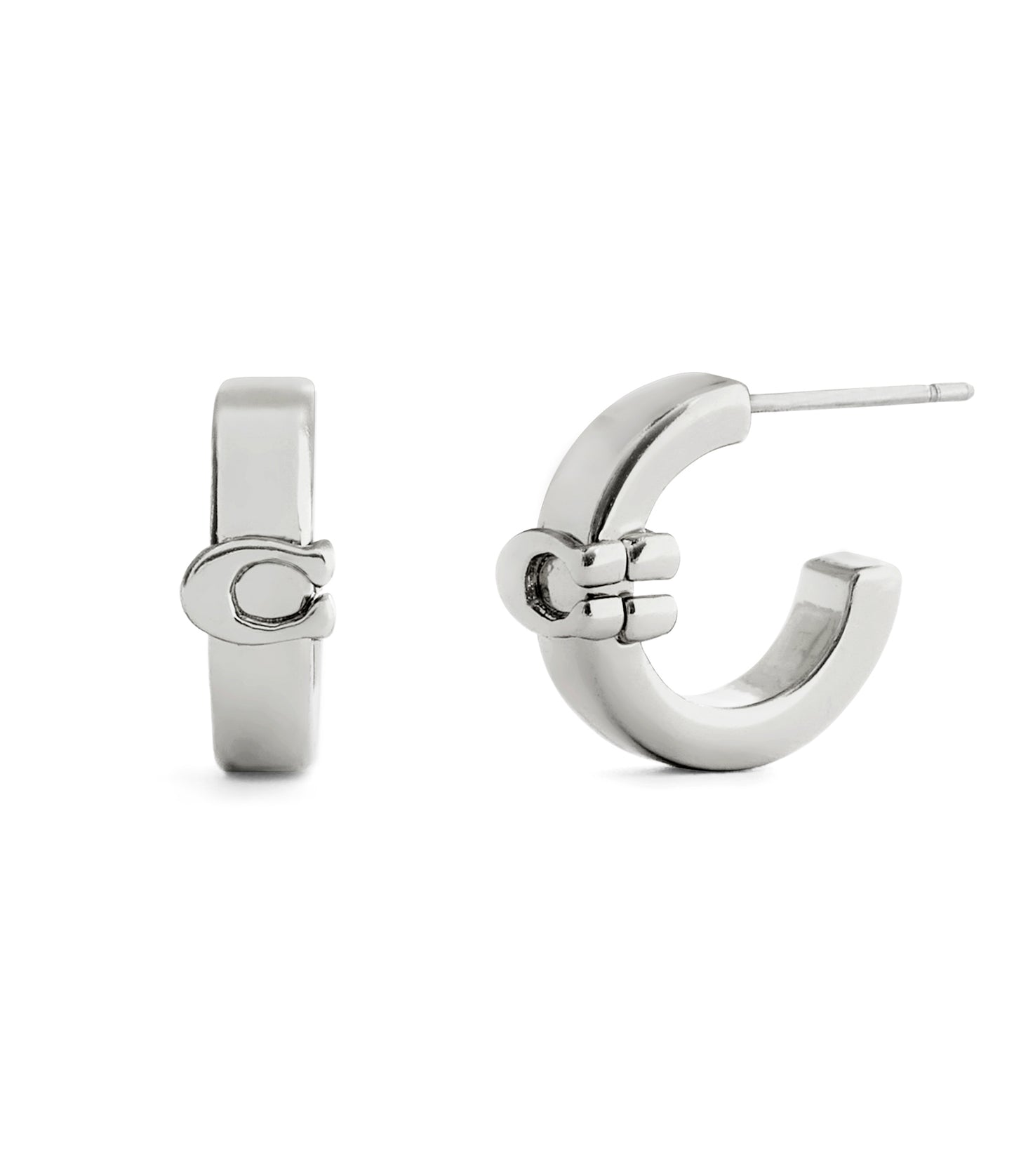 37560724RHO-Signature C Huggie Earrings-Rhodium