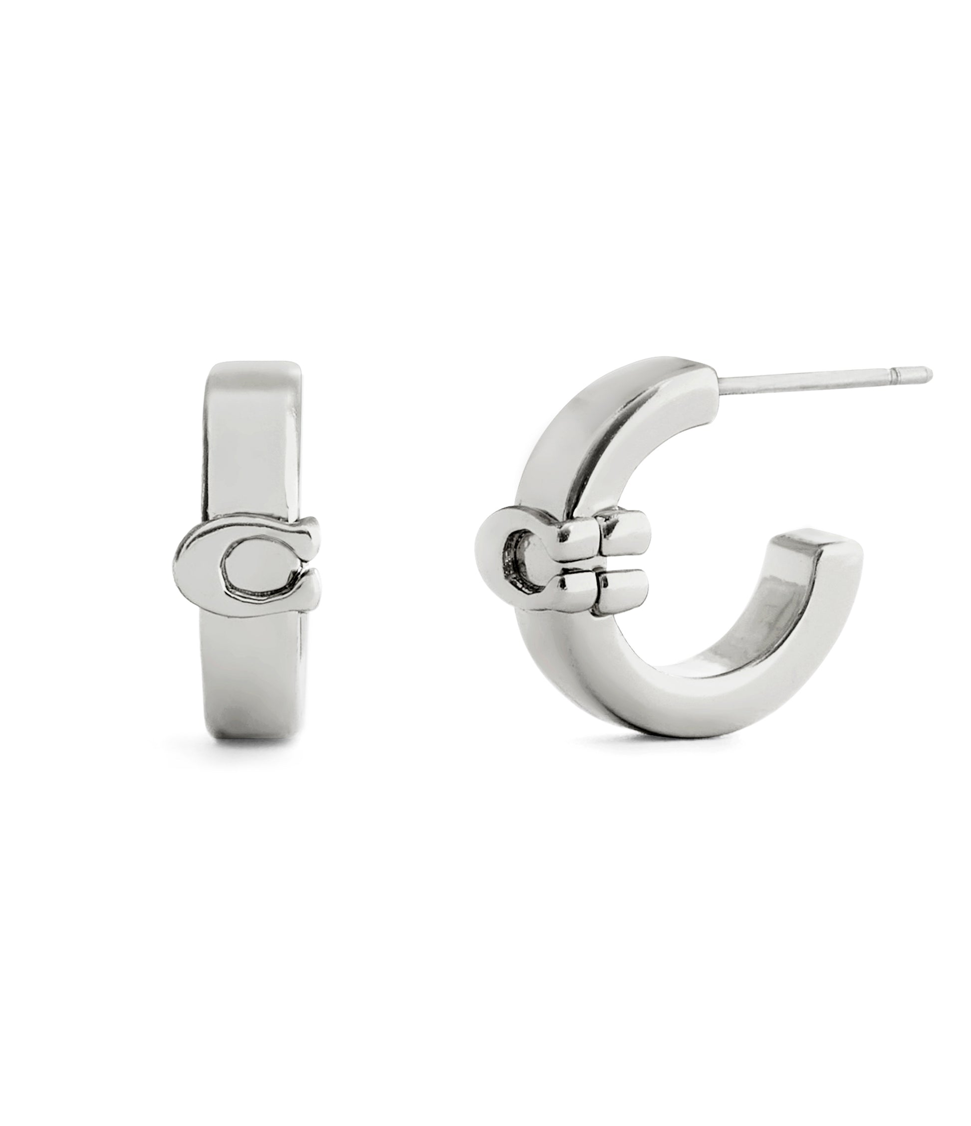 37560724RHO-Signature C Huggie Earrings-Rhodium