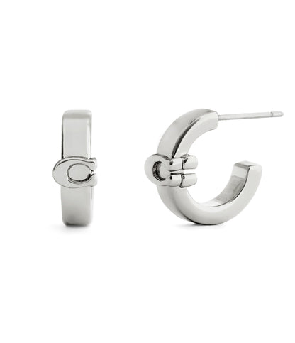 37560724RHO-Signature C Huggie Earrings-Rhodium