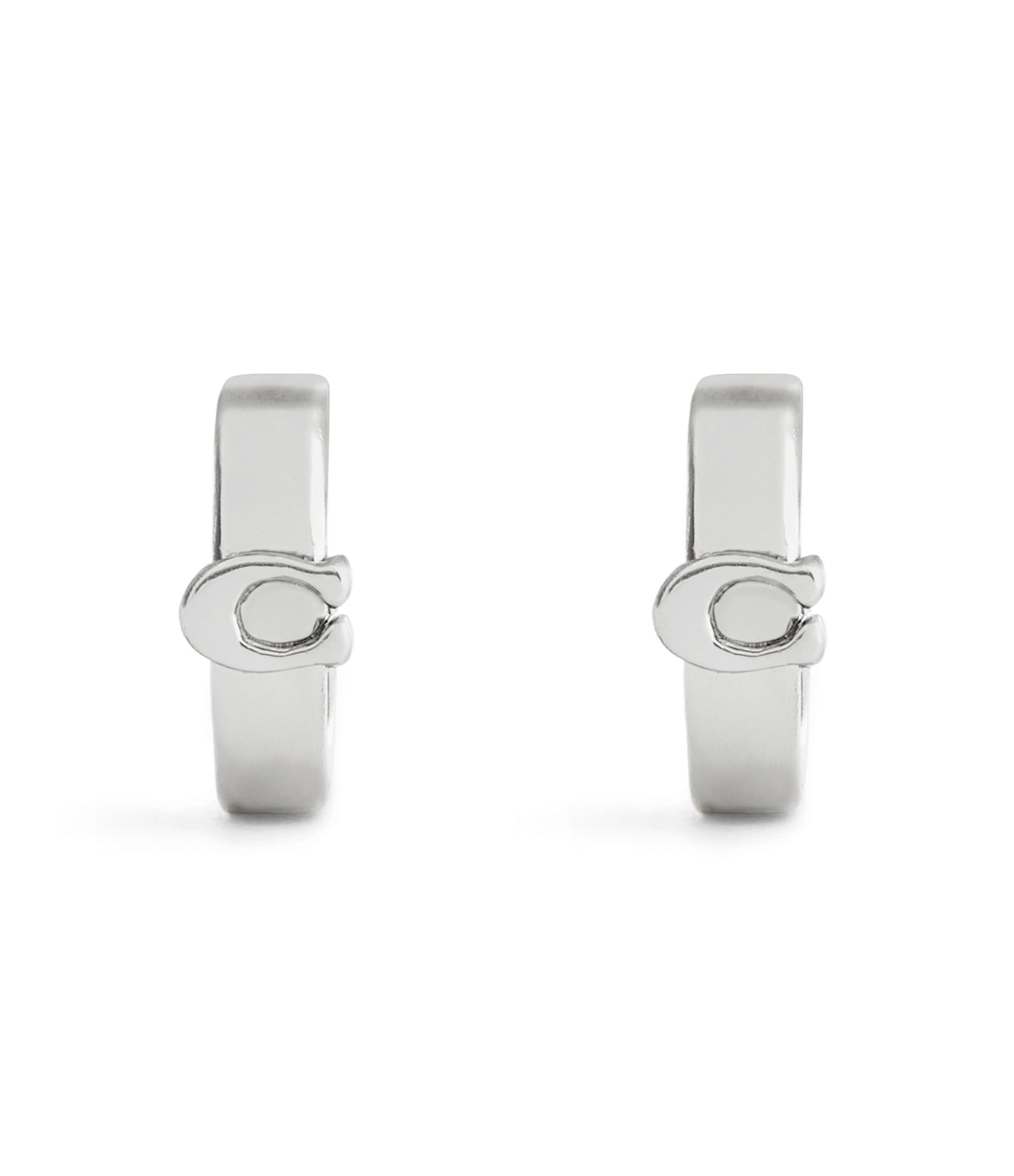 37560724RHO-Signature C Huggie Earrings-Rhodium