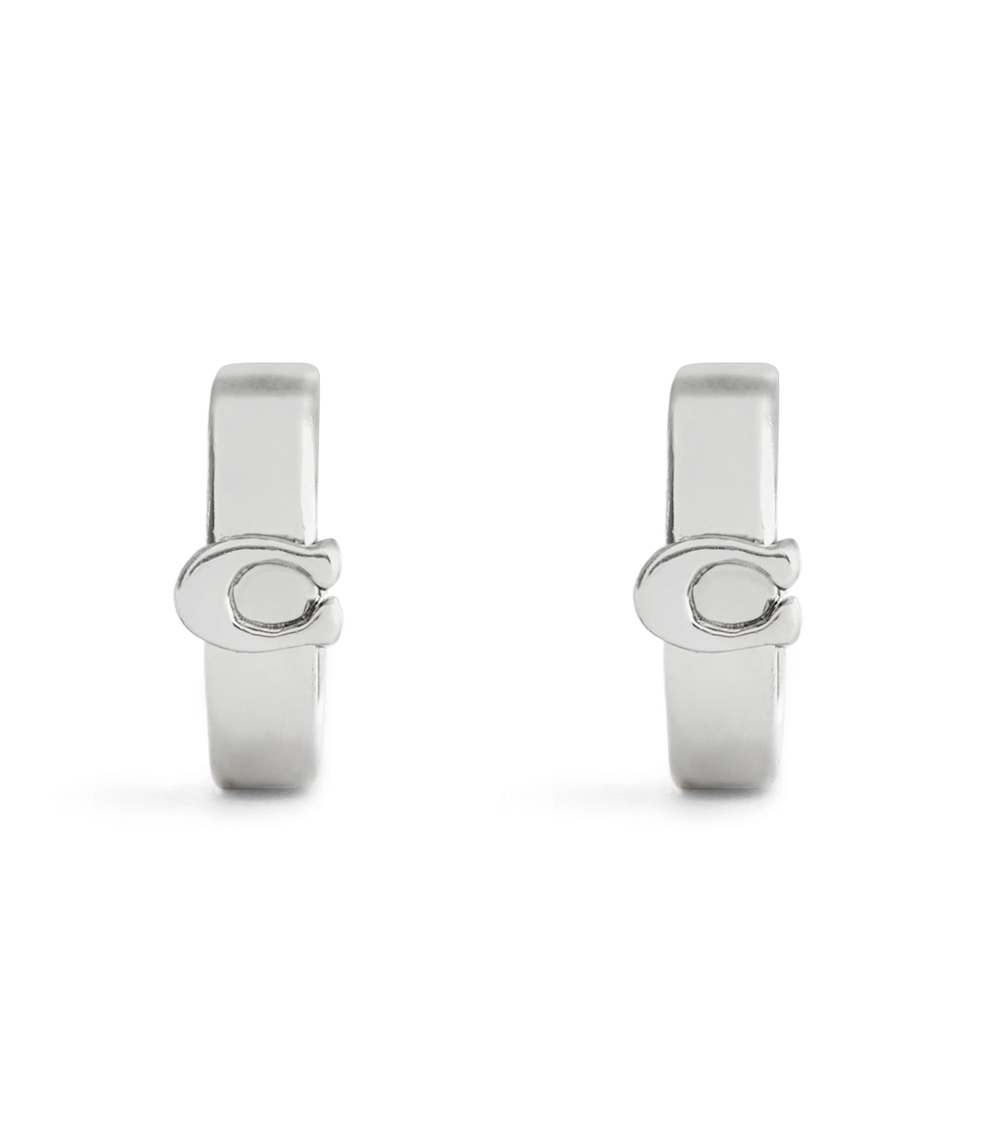 37560724RHO-Signature C Huggie Earrings-Rhodium