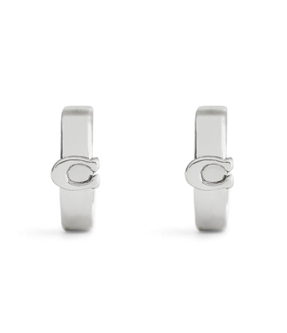 37560724RHO-Signature C Huggie Earrings-Rhodium