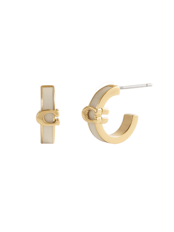 Signature C Enamel Huggie Earrings