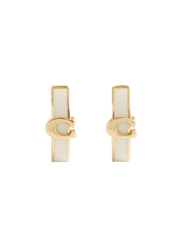 Signature C Enamel Huggie Earrings