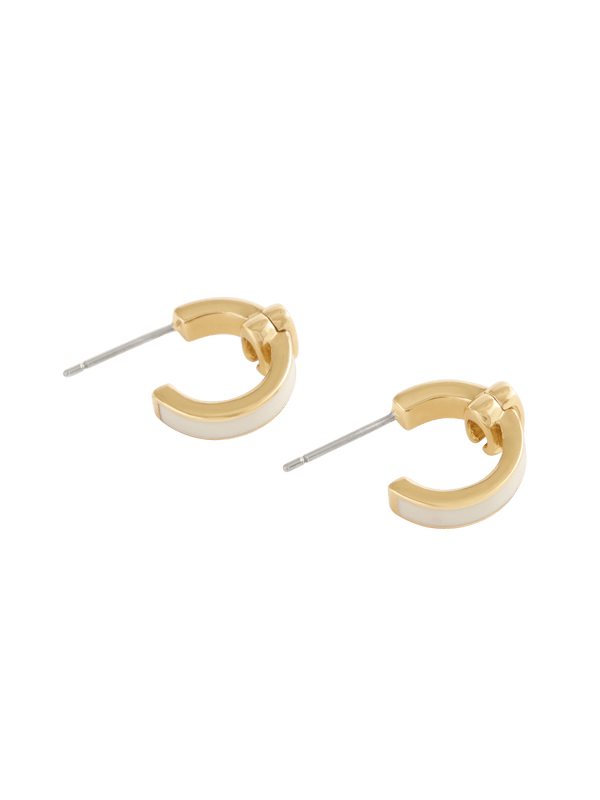 Signature C Enamel Huggie Earrings