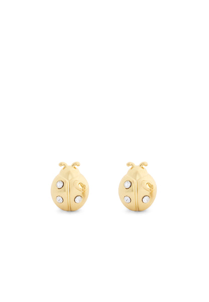37571168GLD-Ladybug Mini Stud Earrings-Shiny Gold
