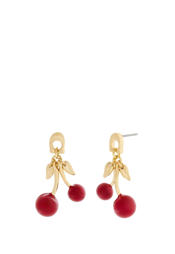 C Enamel Cherry Drop Earrings
