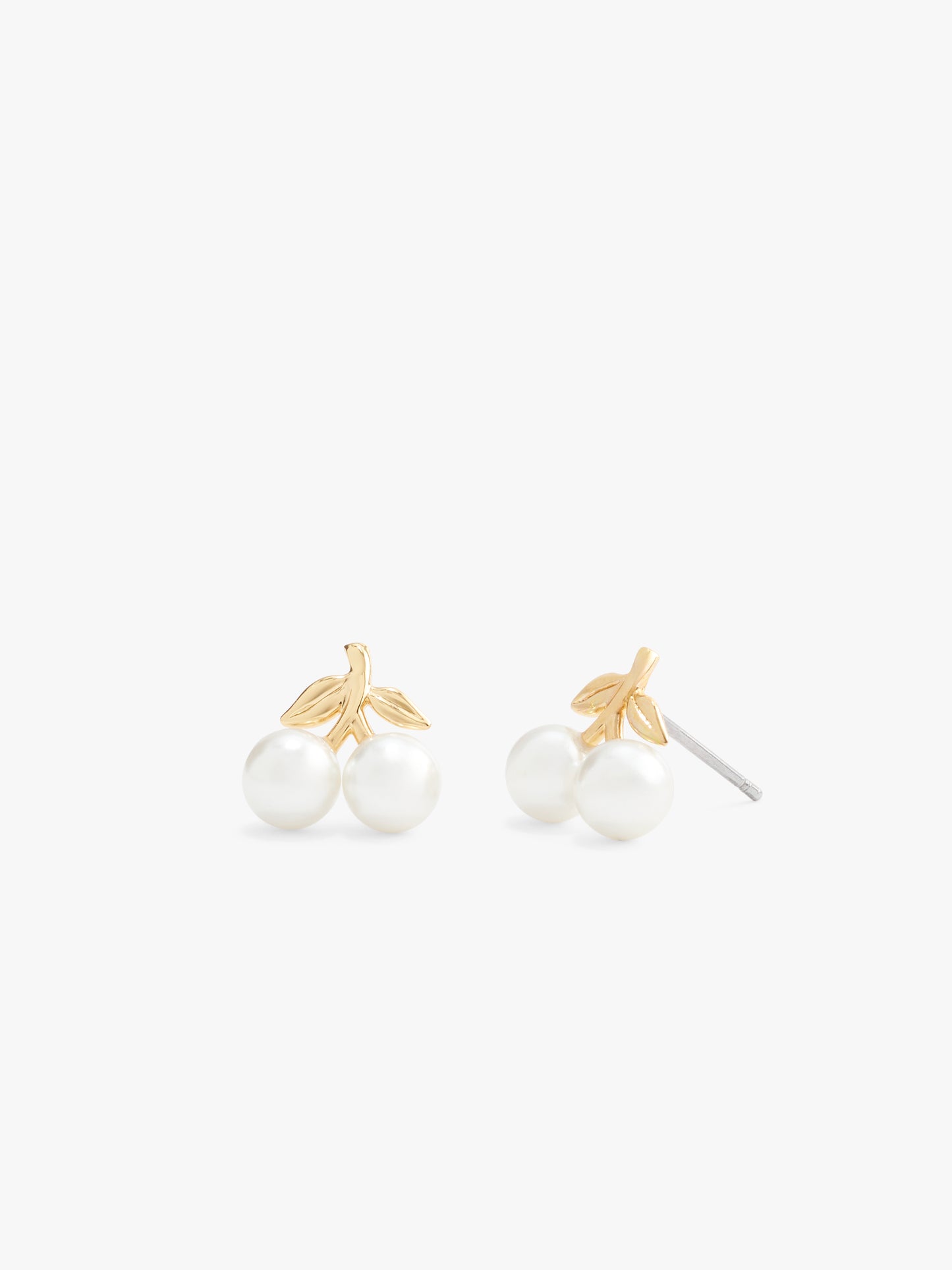 37571172GLD-Pearl Cherry Stud Earrings-Pearl/Gold