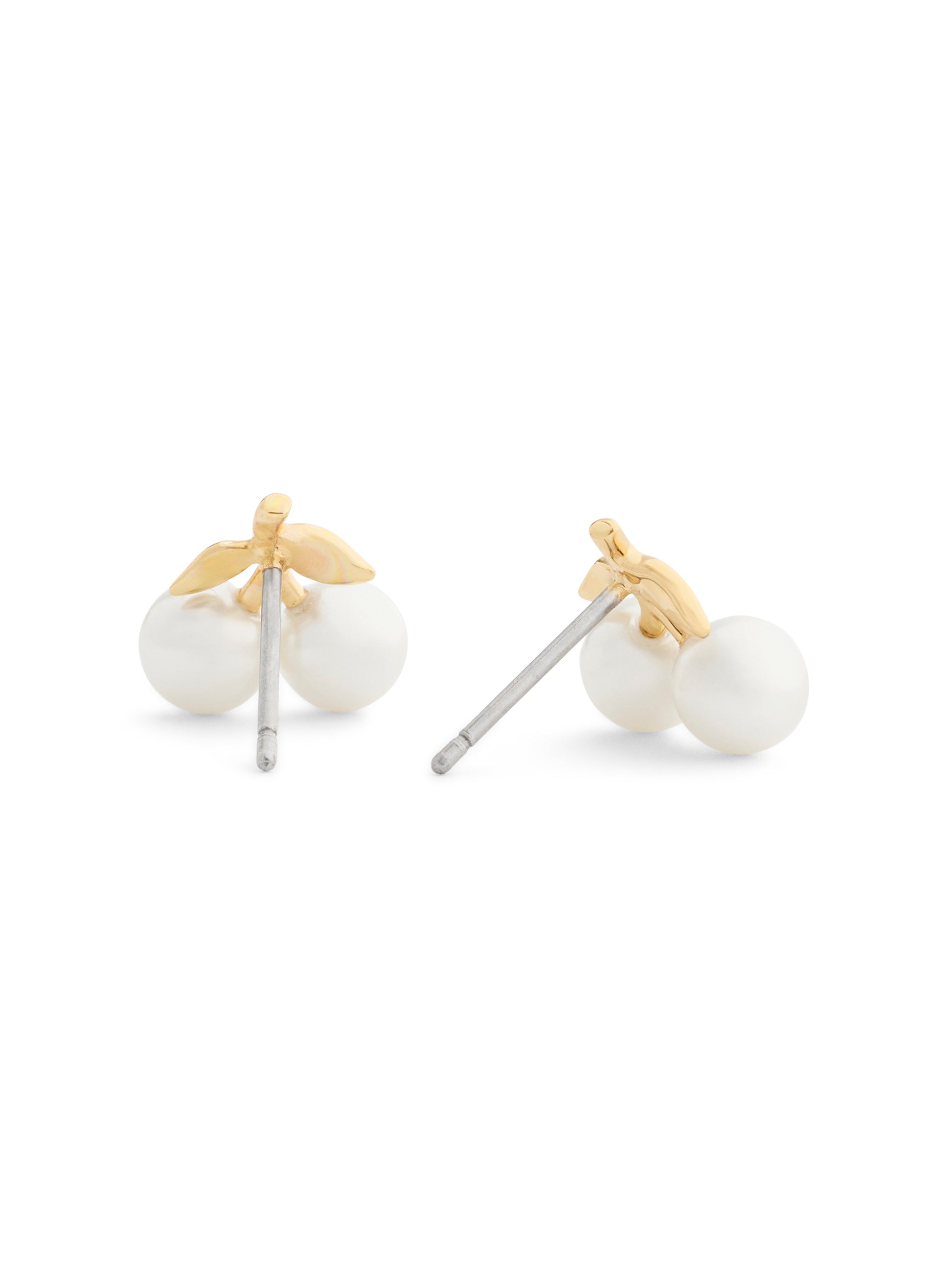 37571172GLD-Pearl Cherry Stud Earrings-Pearl/Gold