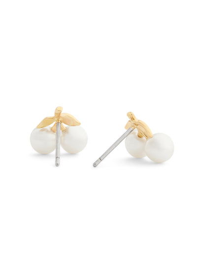 37571172GLD-Pearl Cherry Stud Earrings-Pearl/Gold