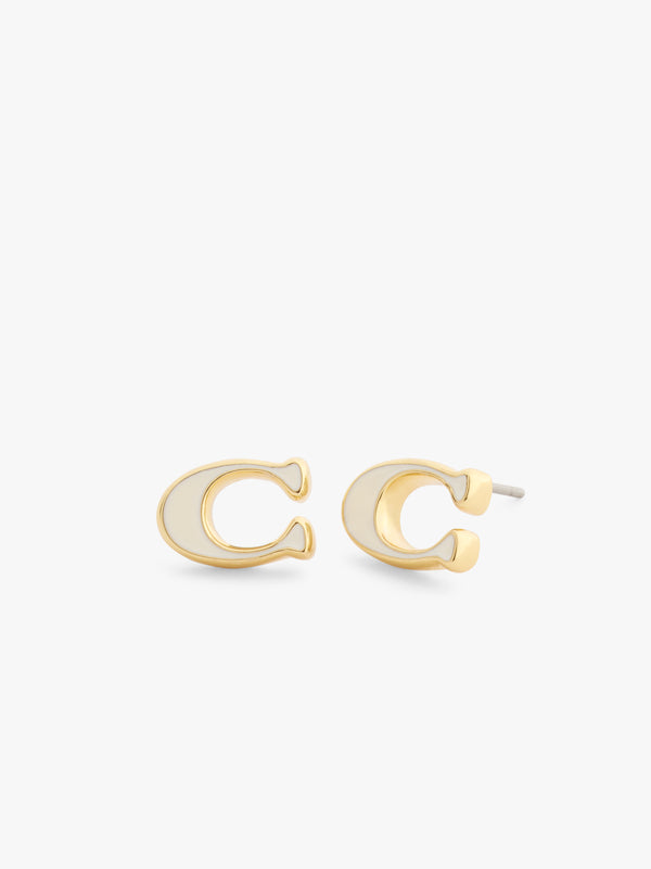 Enamel C Stud Earrings