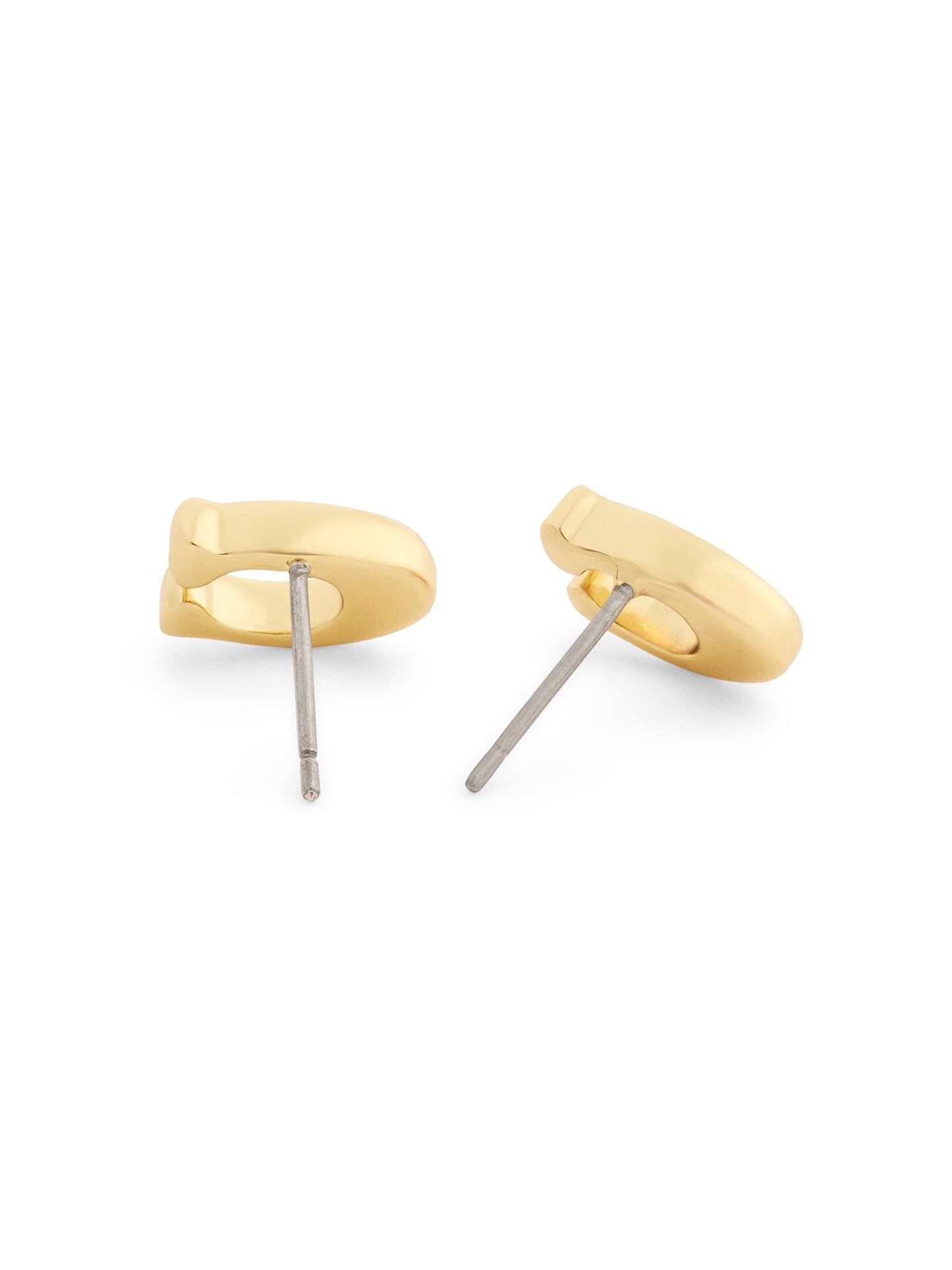 37571173GLD-Enamel C Stud Earrings-White/Gold