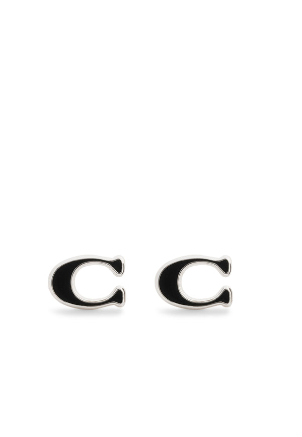 Enamel C Stud Earrings