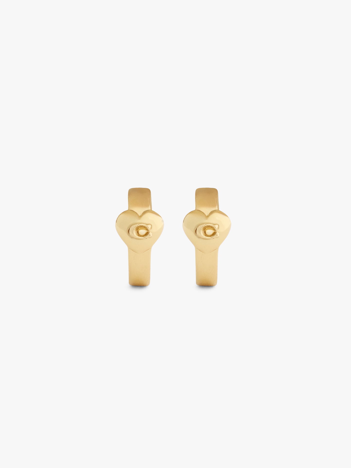 37571175GLD-Heart Huggie Earrings-Shiny Gold