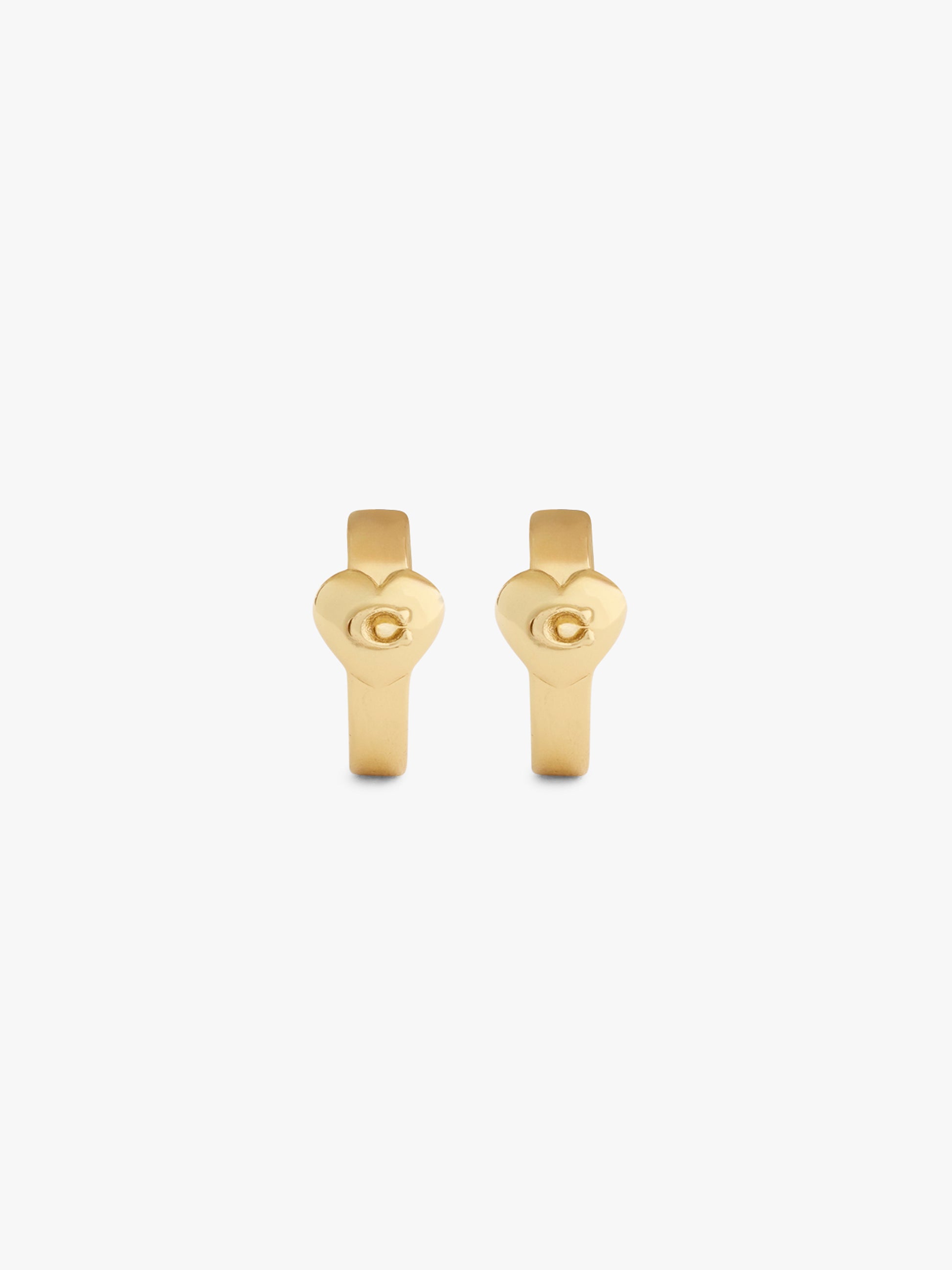 37571175GLD-Heart Huggie Earrings-Shiny Gold