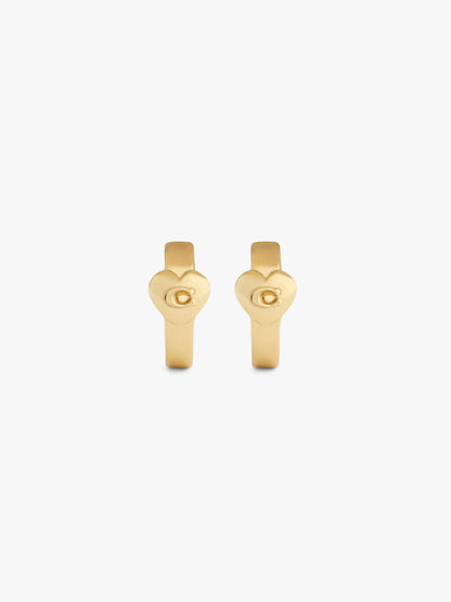 37571175GLD-Heart Huggie Earrings-Shiny Gold