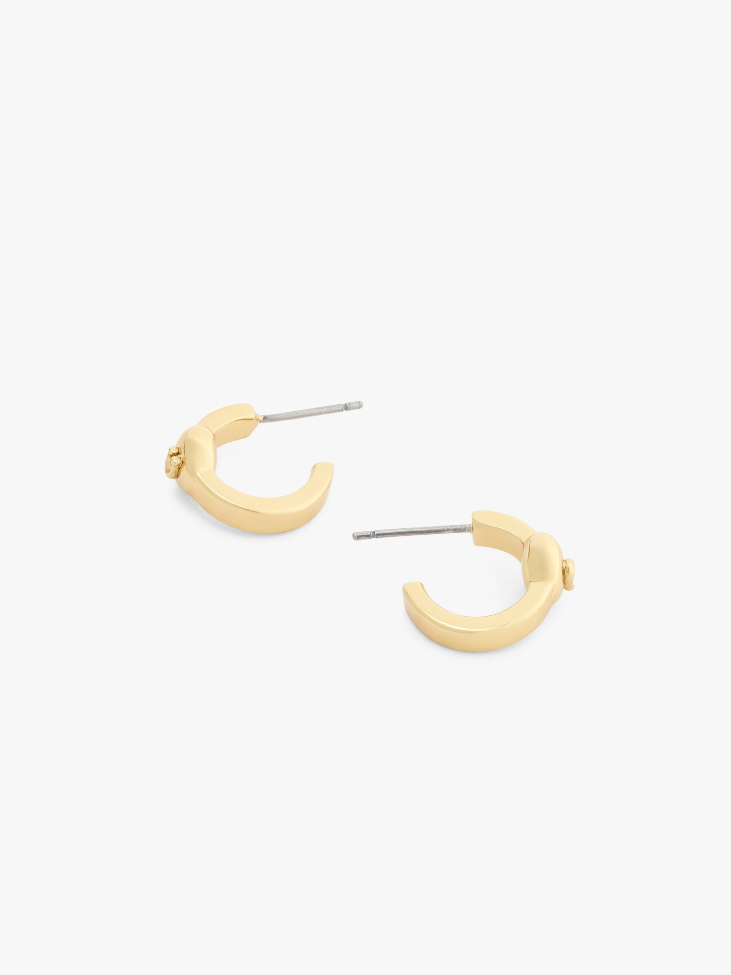 37571175GLD-Heart Huggie Earrings-Shiny Gold