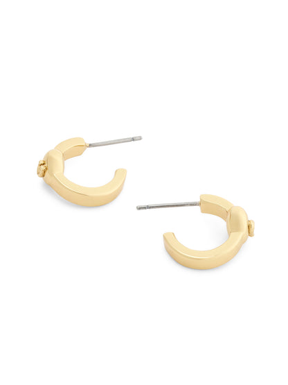 37571175GLD-Heart Huggie Earrings-Shiny Gold
