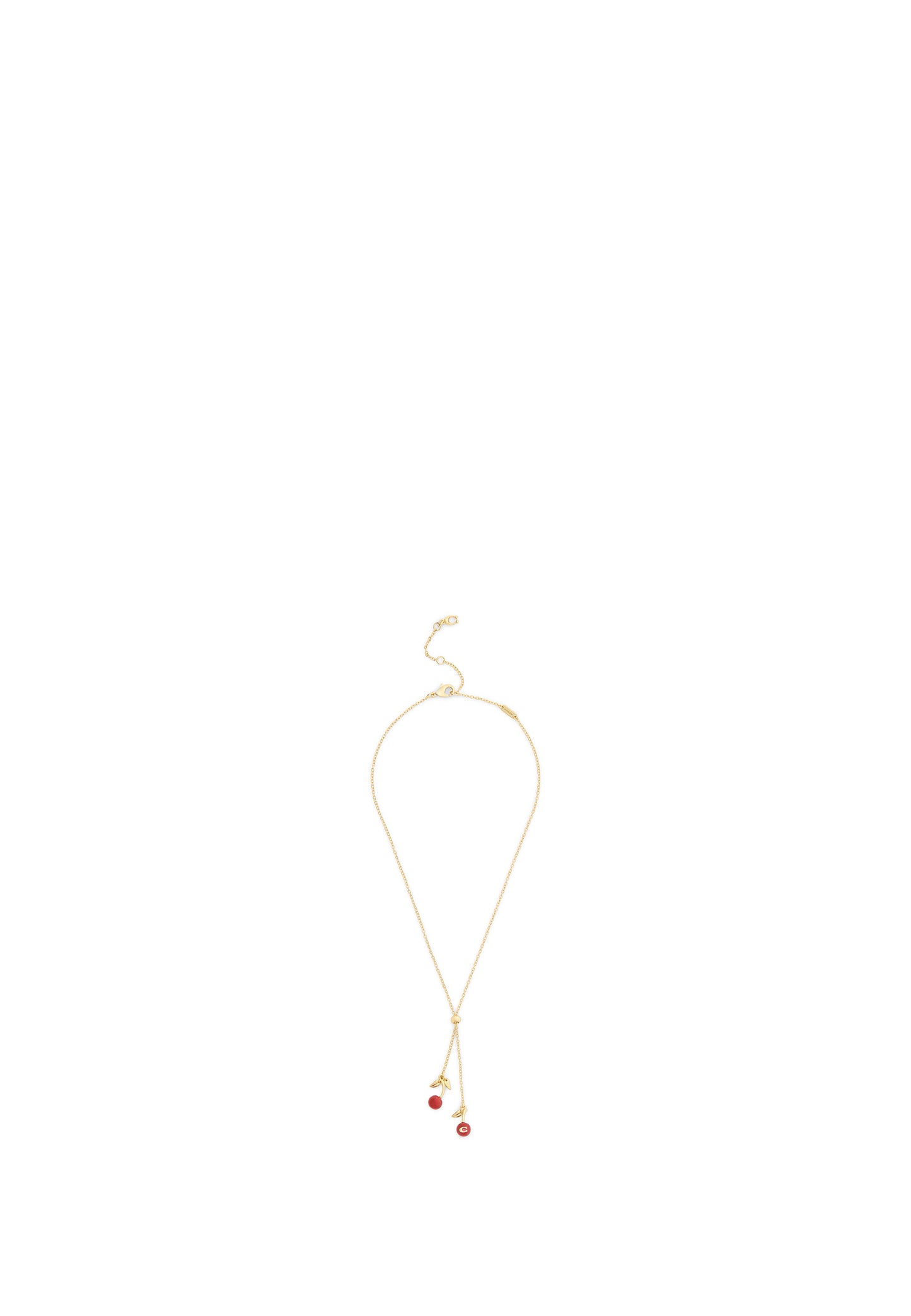 37571282GLD-Cherry Slidpendant Necklace-Red/Gold