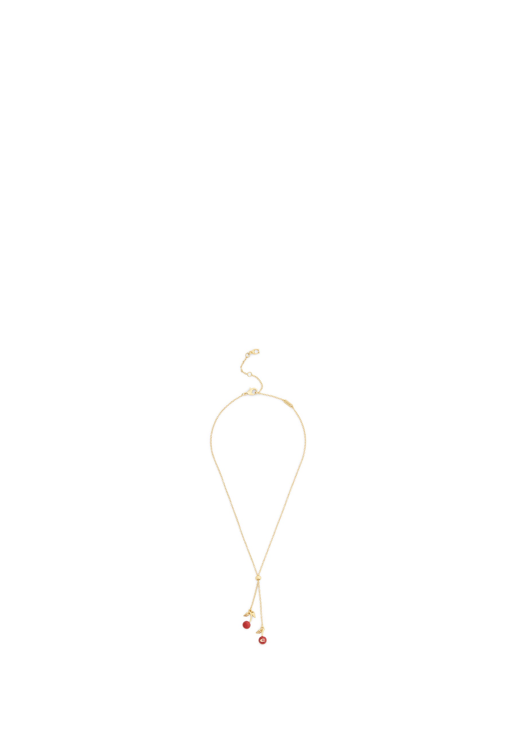 37571282GLD-Cherry Slidpendant Necklace-Red/Gold